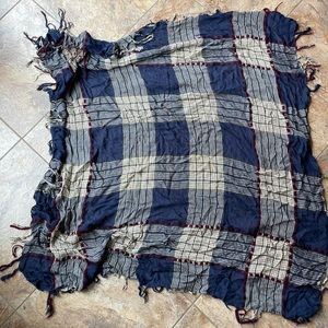 Maurices plaid navy/burgundy/olive green/cream scarf with fringes